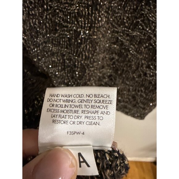 Eileen Fisher Women's Open Knit Brown Top L Italian Yarn Metalic - Picture 8 of 8